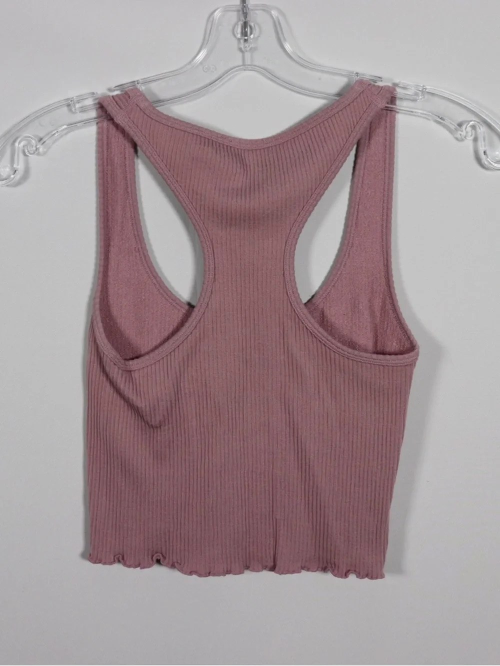 Ardene Pink Ribbed Cropped Racerback Tank Top XS/S - Picture 6 of 8